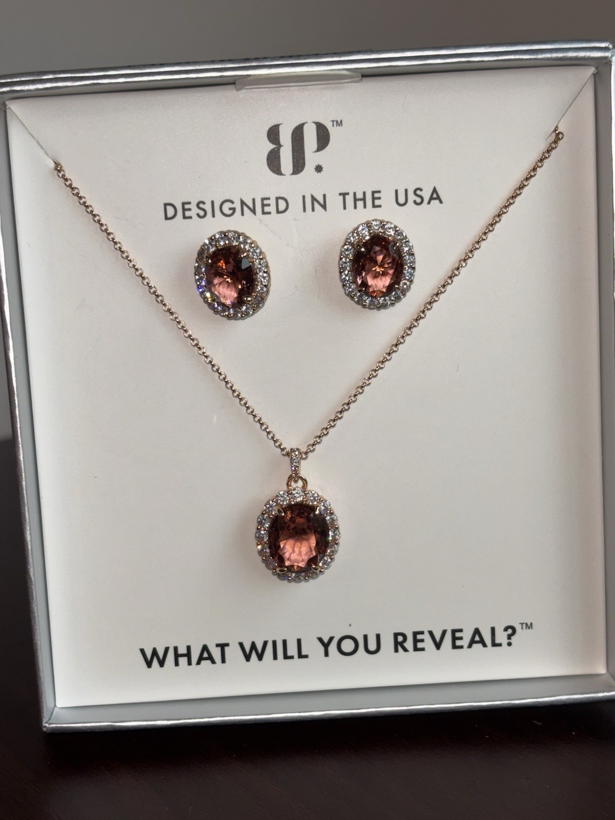 BP “The 2424 Set” The Gem Society Lab-Created Light Rubellite RG Plated Set