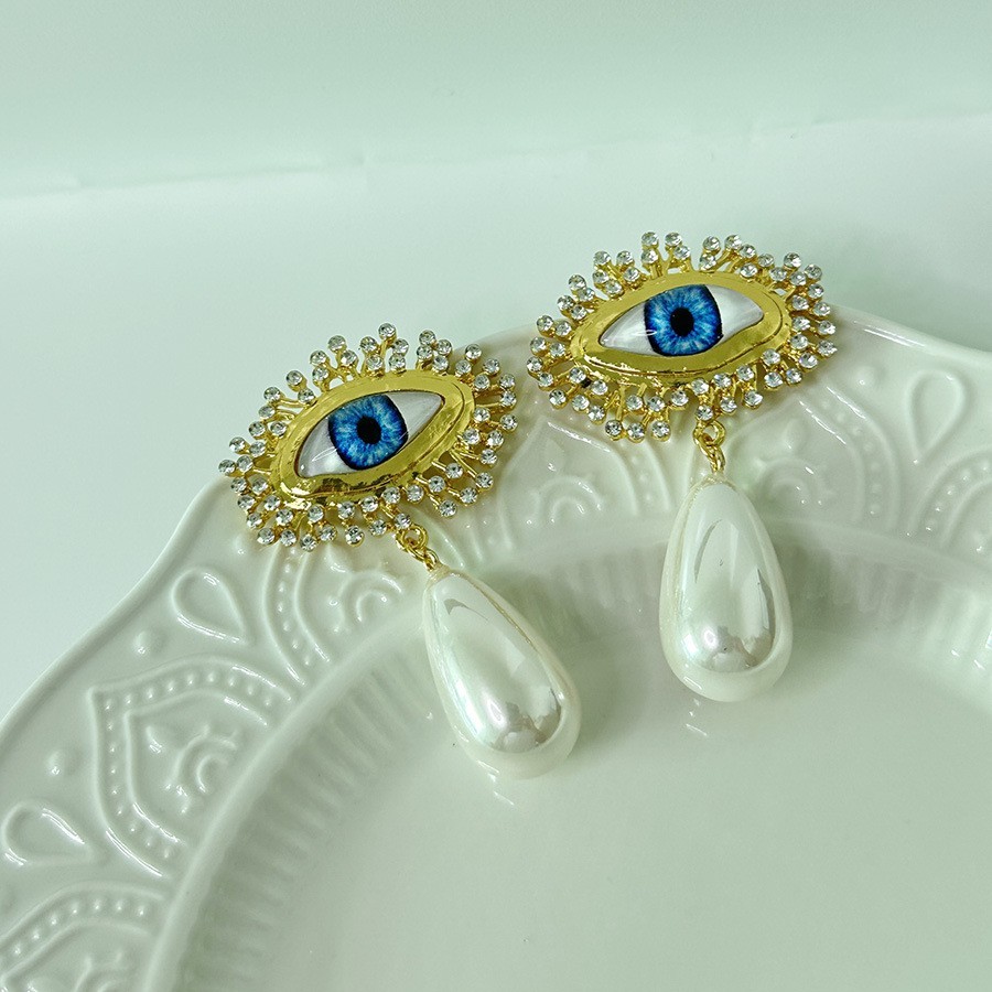 Women’s Abstract Eye Statement Drop Earrings Gold Tone Zinc Alloy Fashion Stud