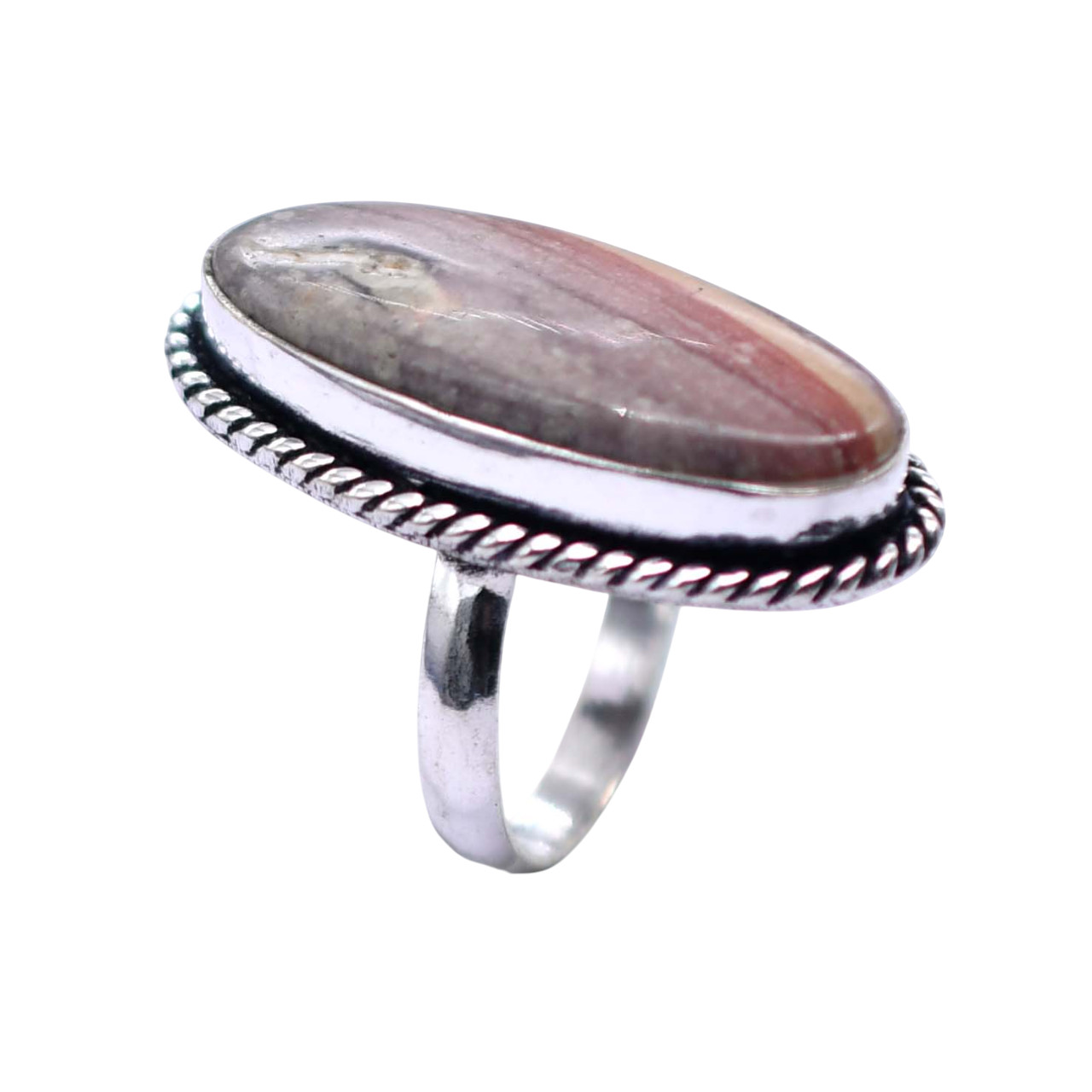 Rhodochrosite Ethnic Handmade Ring Silver Plated Jewelry US Size-7.5 R 7287