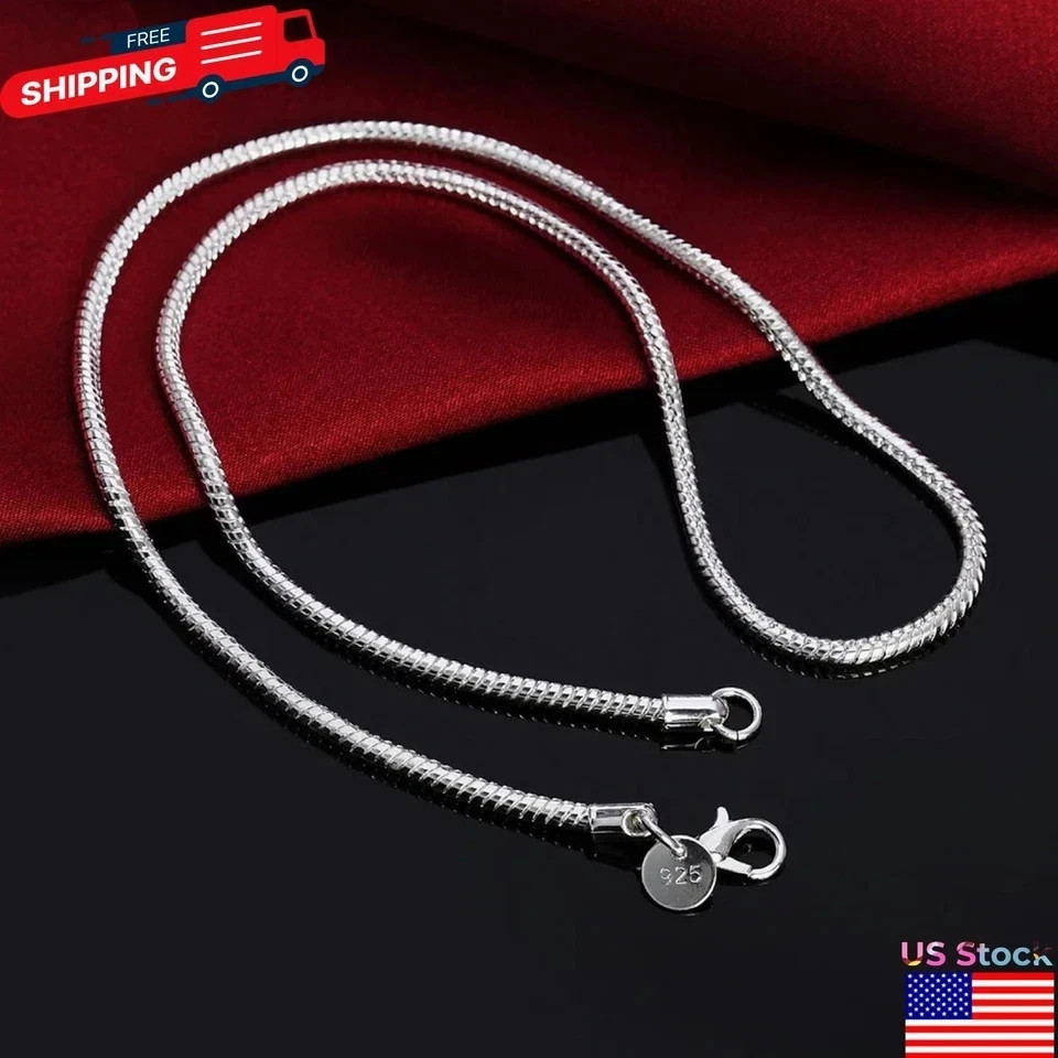 925 Sterling Silver Snake Chain Necklace 1MM 2MM 3MM Thin Dainty Chain 40-75CM