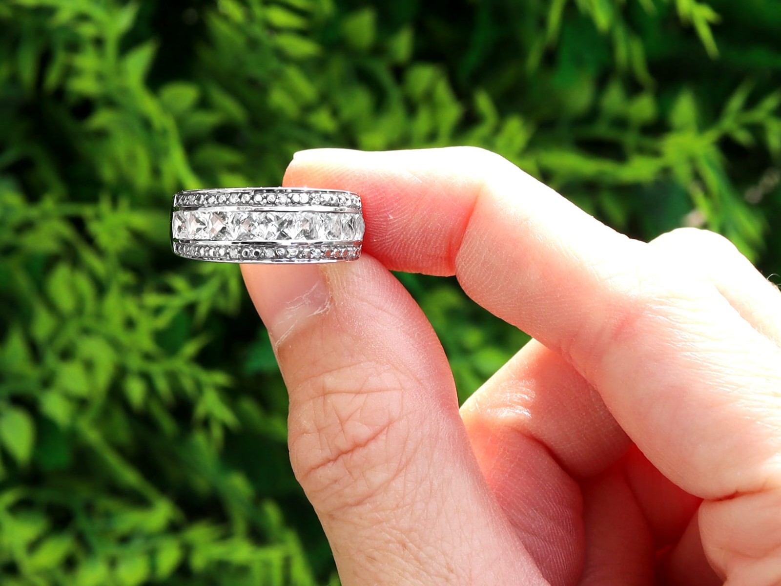 Contemporary, Diamond and 1.62 Ct Topaz 9k White Gold Ring – Size 6.5