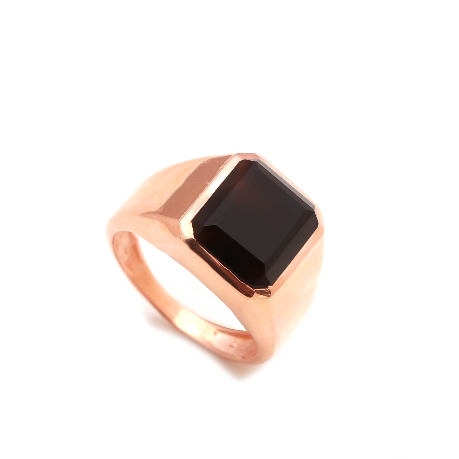 Natural Black Onyx Octagon Ring Rose Gold Fill Solid Silver Minimalist Jewelry