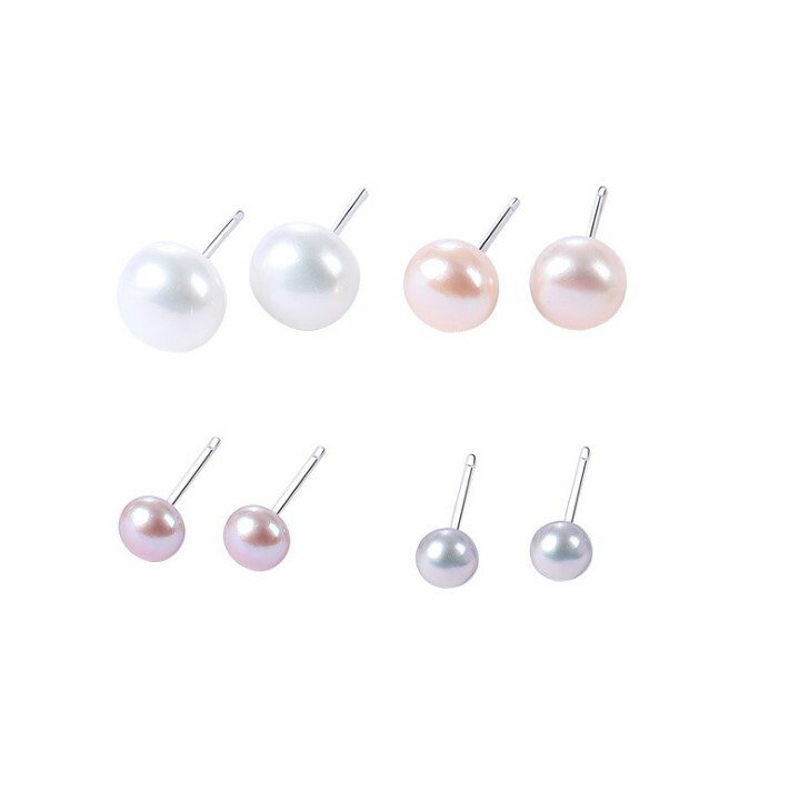 S925 Sterling Silver Genuine Cultured Freshwater 3-12mm Pearl Stud Earrings Gift