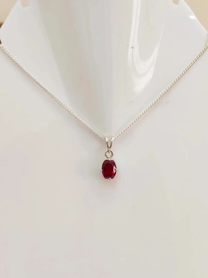 24 Ct Natural Red Ruby Pendant Sterling Silver Fancy Cut Gemstone Jewelry