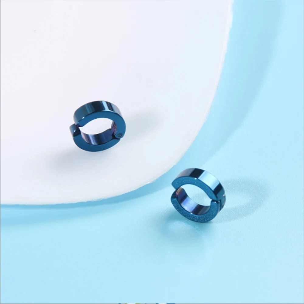 Non-Piercing Fake Ear Stud Cuff Hoop Earrings Stainless Steel Men Women