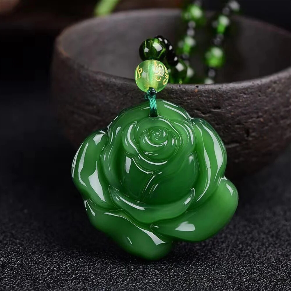 Fashion Green Phoenix Jade Pendant Necklace Chinese Amulet Lucky Jewelry Gift