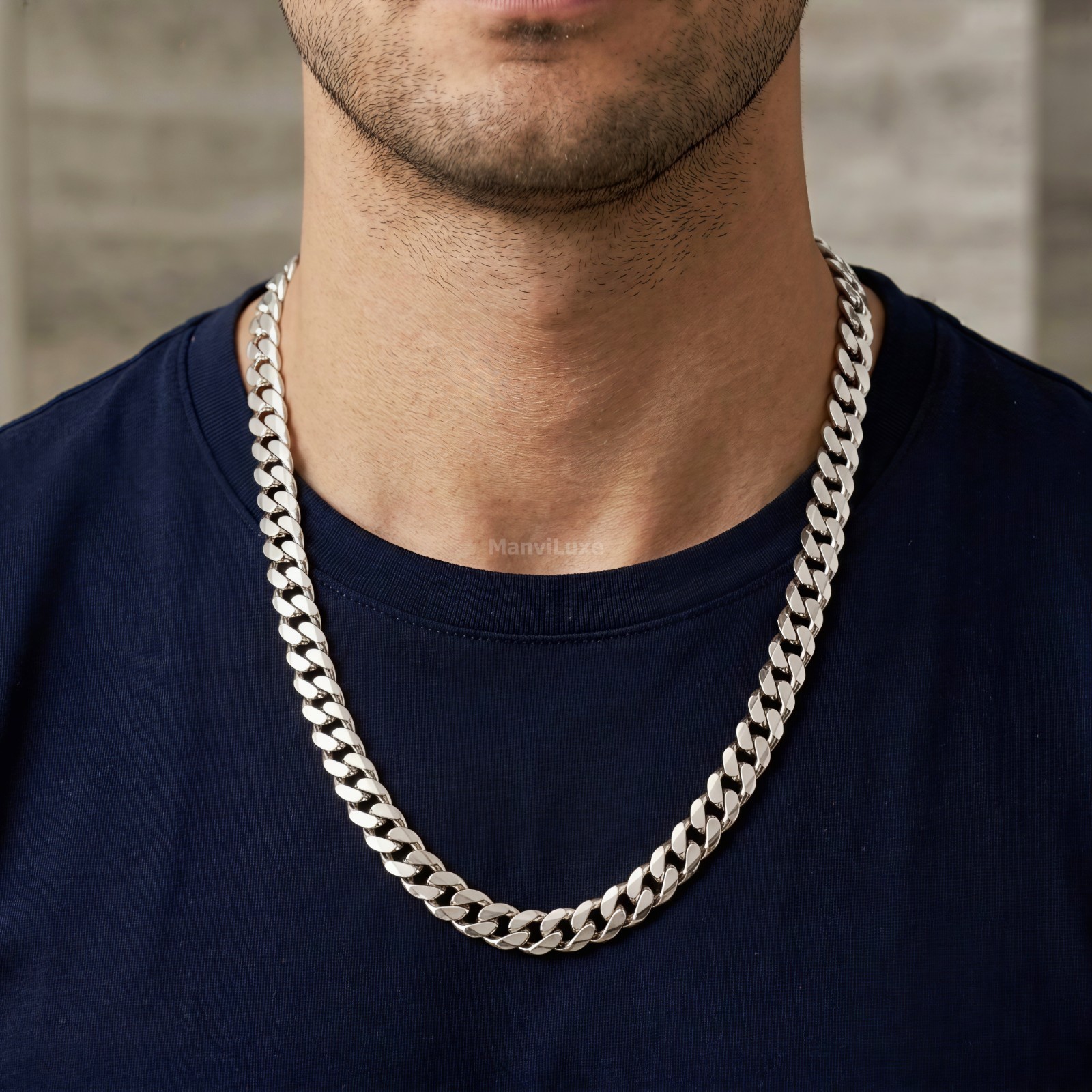 20″Premium Silver Bonded Heavy Cuban Curb Chain | High Glossy Necklace Chain