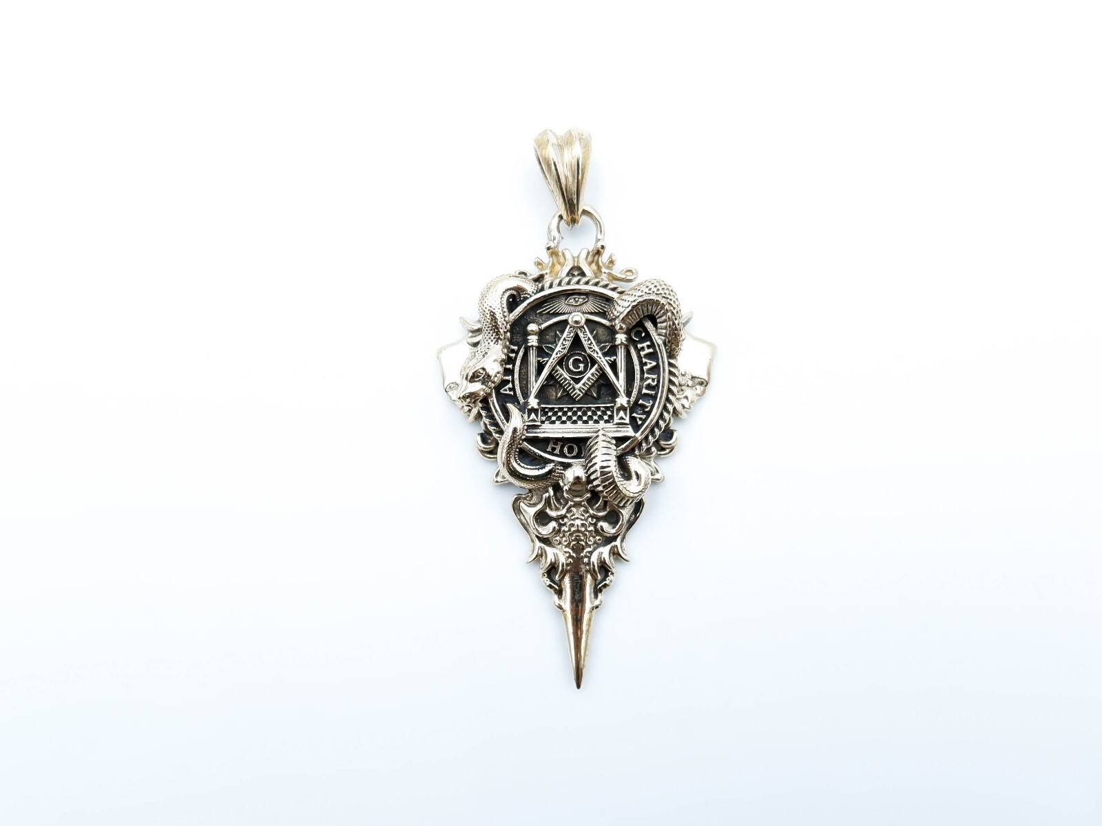 Freemason Masonic Pendant with Snake Biker Brass Jewelry