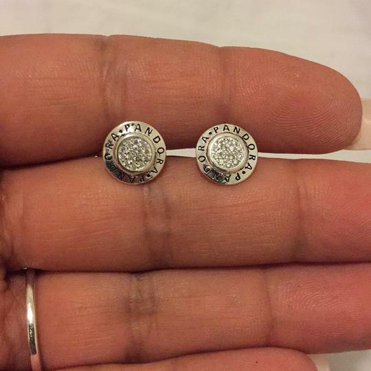 Brand New Genuine Pandora Signature Pandora Logo Stud CZ Earrings 290559CZ
