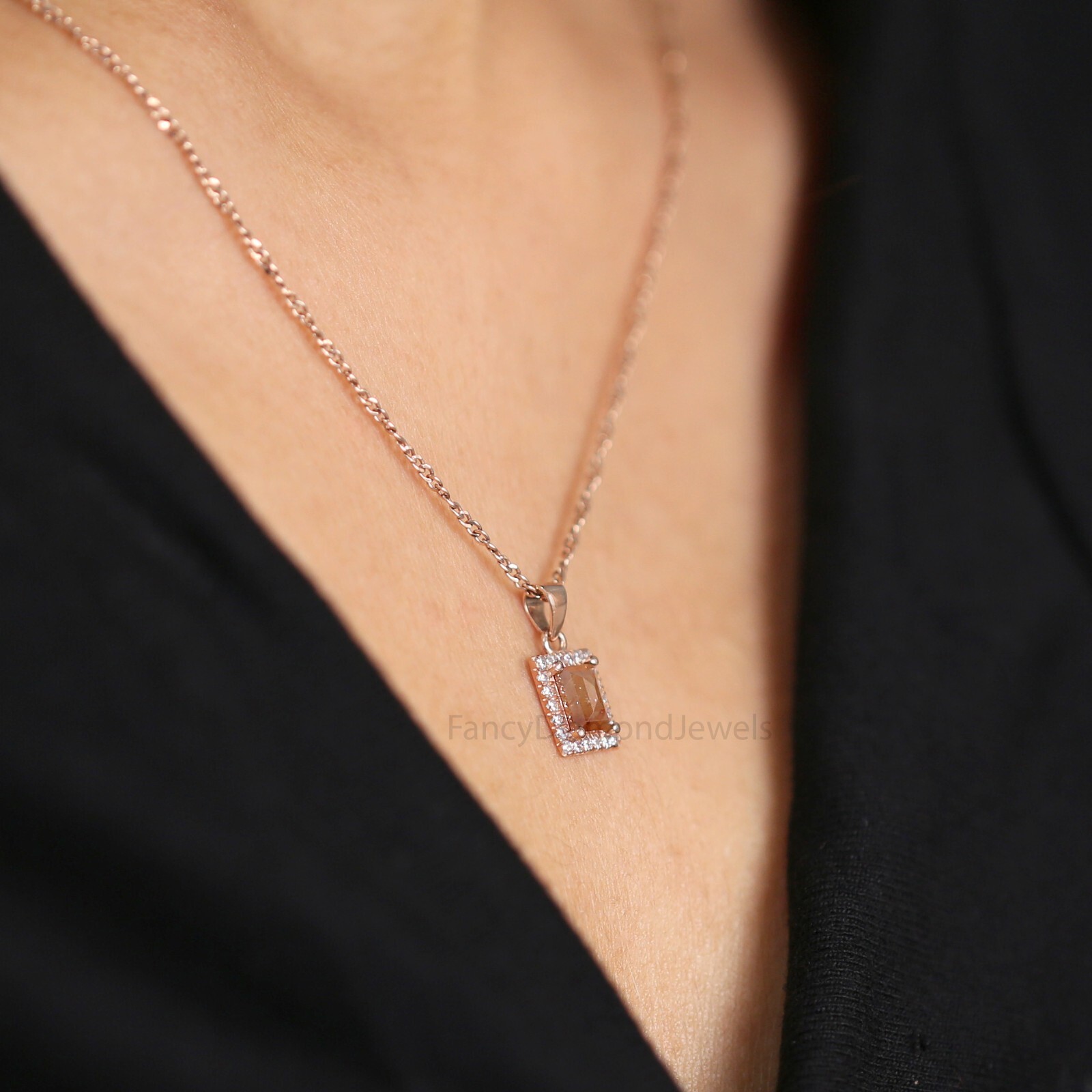 Baguette Brown Color Diamond Pendant 0.81 Ct 6.20 MM Baguette Diamond Pendant