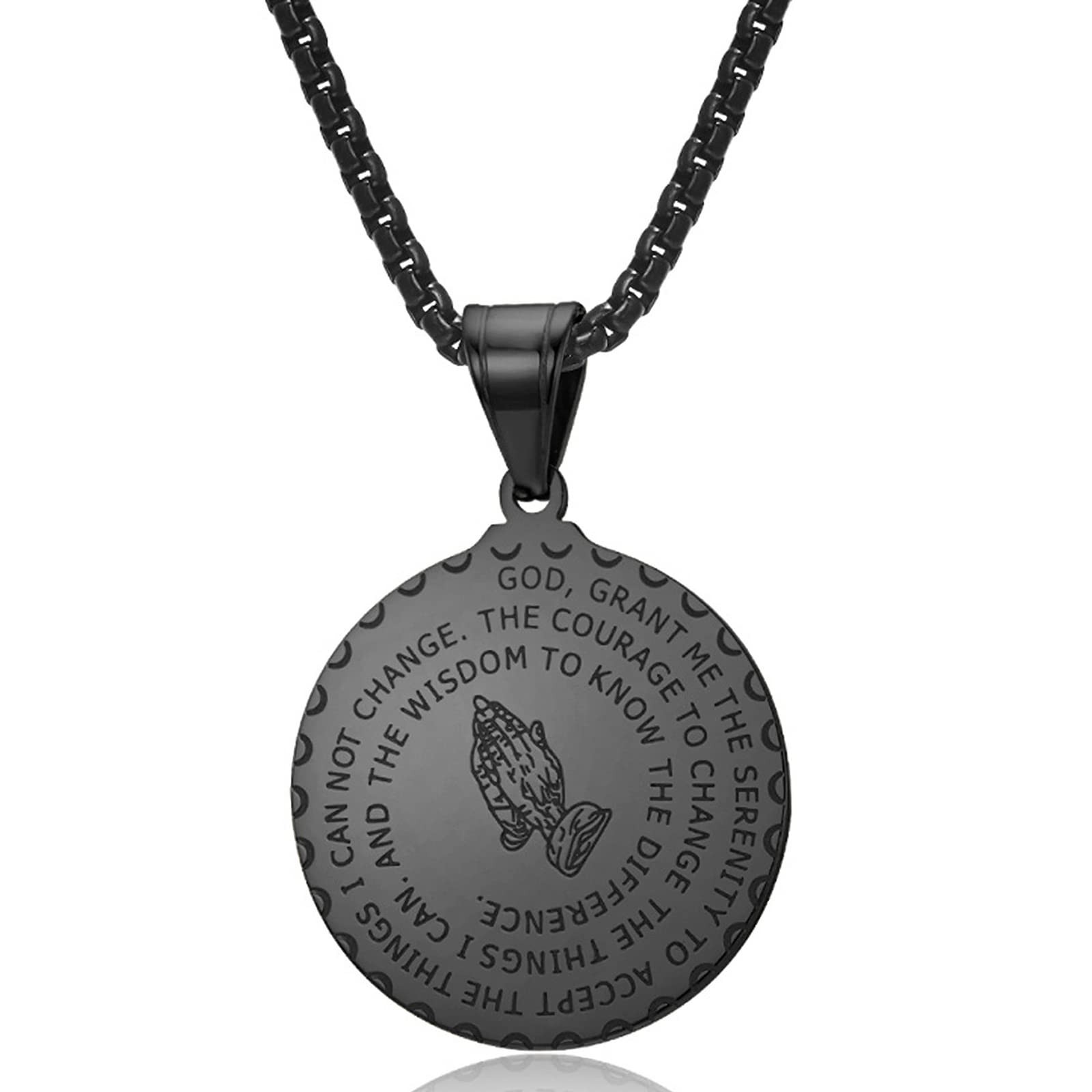 Serenity Prayer Necklace with Praying Hands Coin Pendant for Men Women Lords …