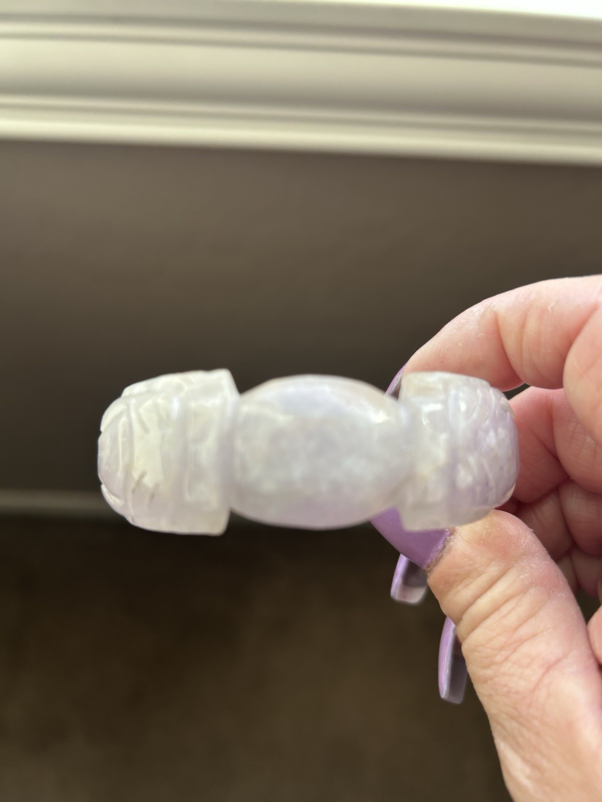 58-59MM Lavender Purple Burma Jadeite Jade Dragon Phoenix Carved Bracelet