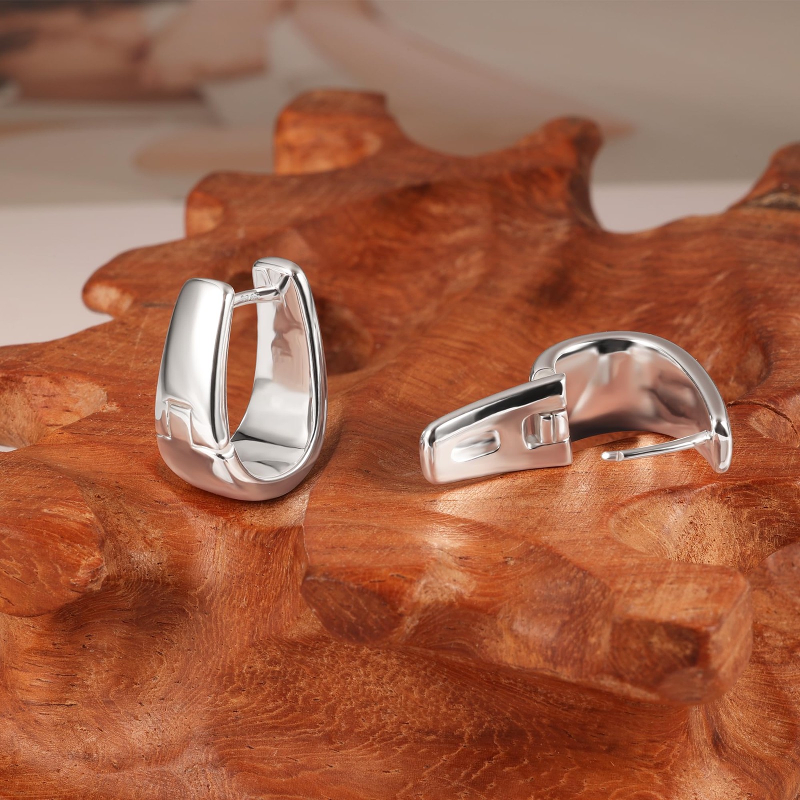 925 Sterling Silver Earrings Small Chunky 13mm x 16.5mm,