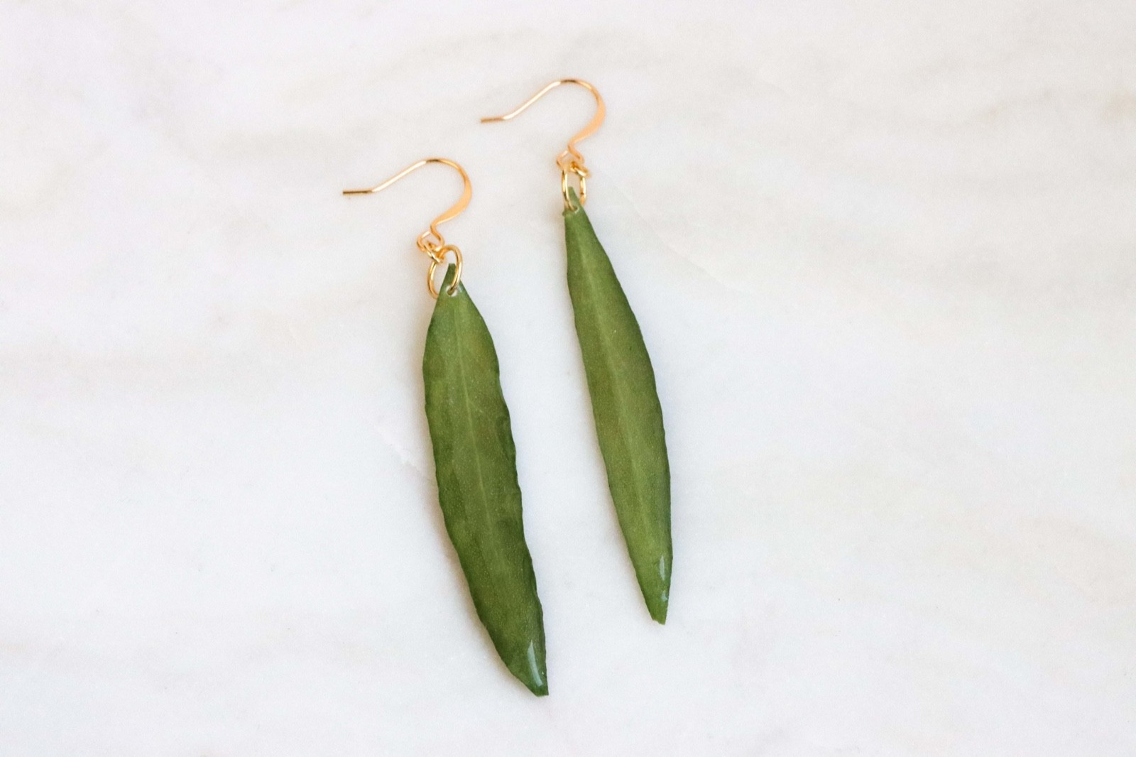Olive Leaf Earrings, Real Green Leaves Drop Earrings, Nature Inspired Jewelry