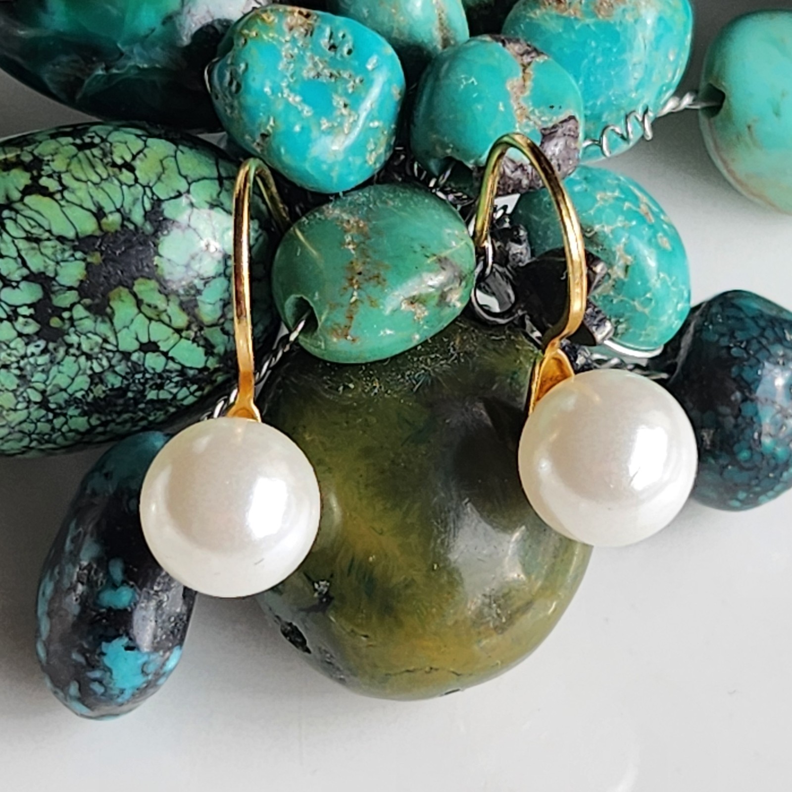 925 Sterling Silver SeaShell 8mm White Cream Pearl Drop Earrings Gold-Plate