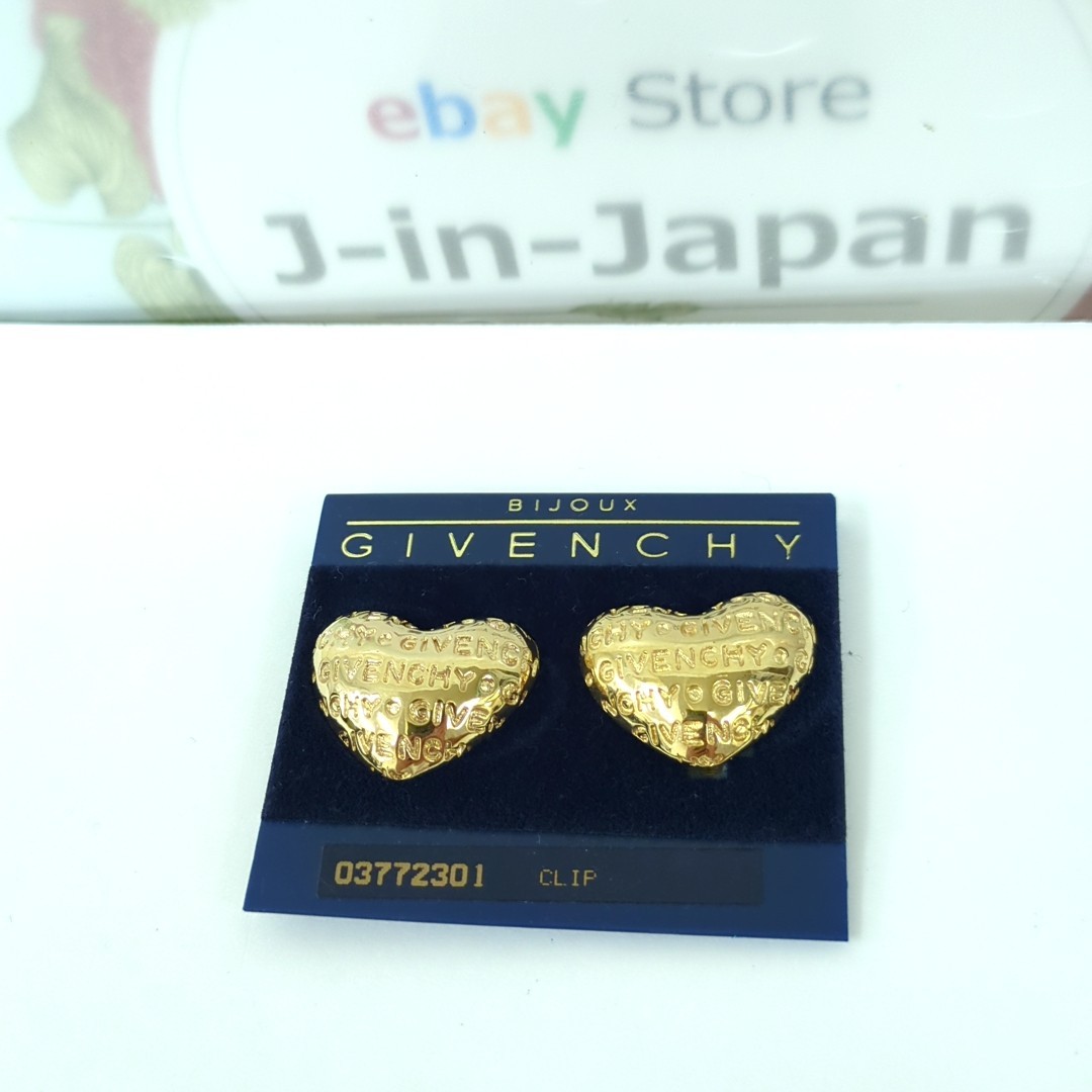 Vintage Givenchy Gold Tone Heart Clip On Earrings Bijoux Logomania 03772301