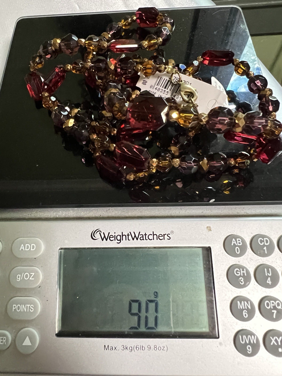 Multi Strand Statement Necklace Autumn Burgundy Amber Faceted Beaded 3 Tier NWT