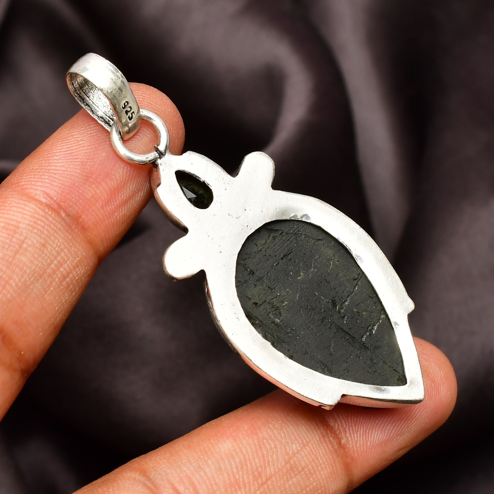 Black Tourmaline Gemstone 925 Sterling Silver Handmade Pendant Approx – 1.77″