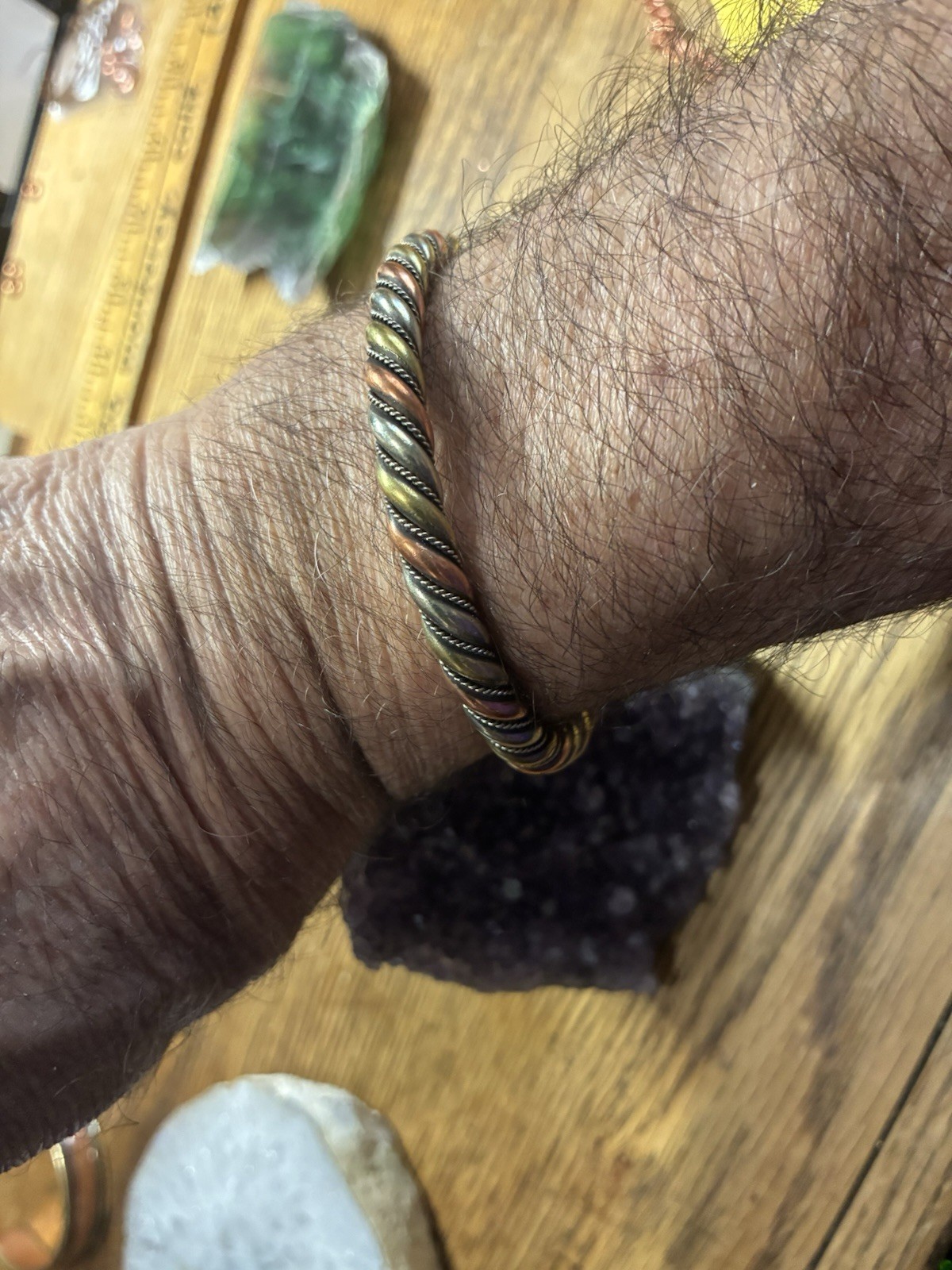 Solid Copper, Nickel and brass Men’s Cuff Bracelet #TS2 1/2” wide.