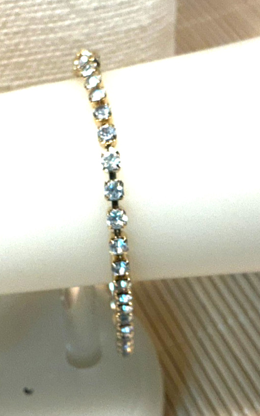 Faashion Bracelet Gold Tone Crystal Rhinestone Tennis Lot 103