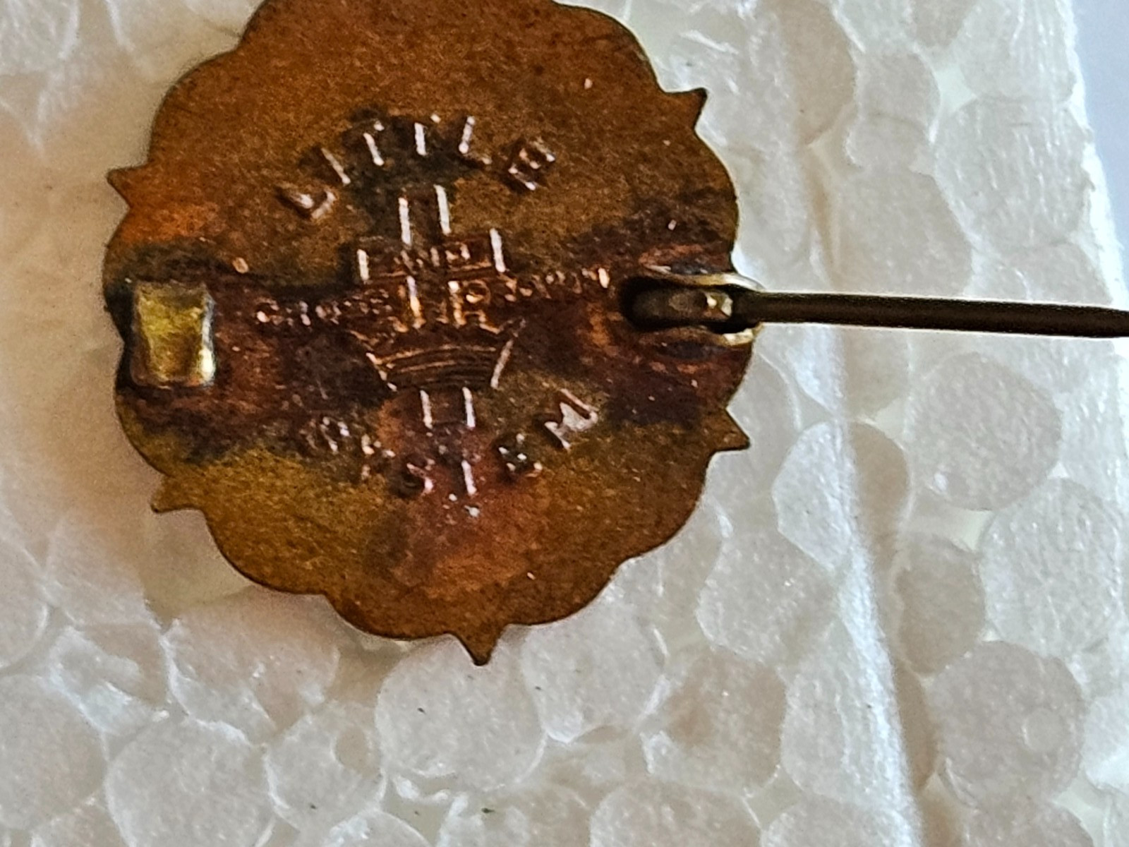 Lapel Pin, Vintage Methodist Sunday school Pin, Logo consist of Cross and flame