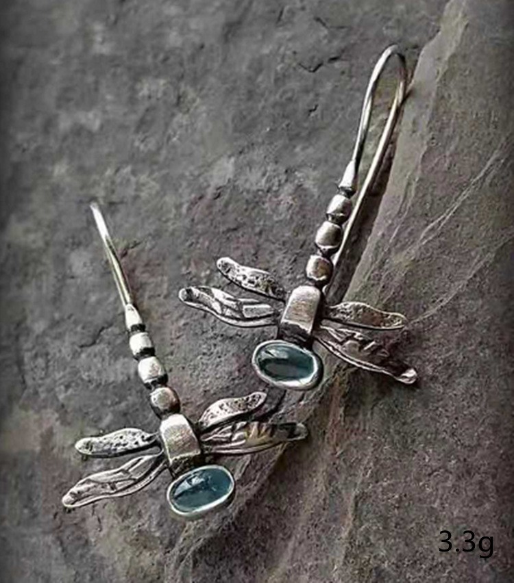 New Silver Plated Dragonfly Earrings Simple Hook Dangle
