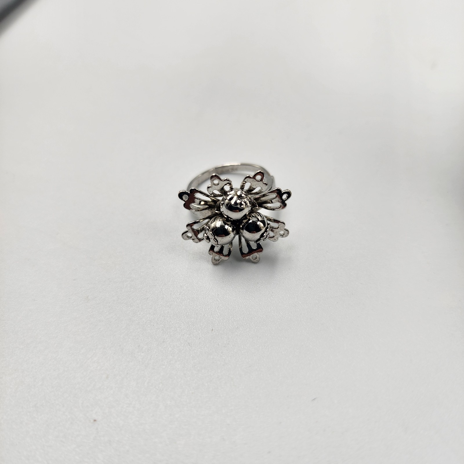Stainless Steel Flower Ring Petals Boho Style Size 6 Pat. Pend Stamp