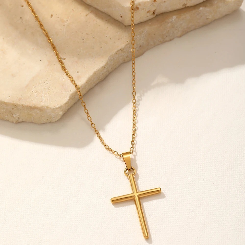 Jewelry Men Women Stainless Steel Silver Cross Pendant Necklace