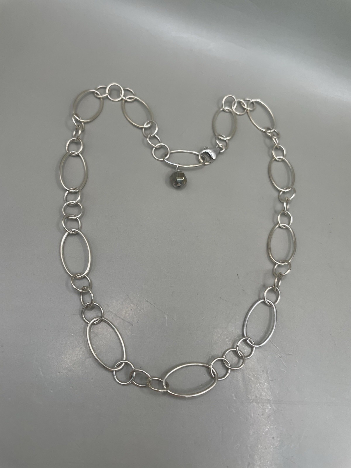 925 Sterling Silver Oval Link Chain 17.25”Necklace Minimalist 14.39g