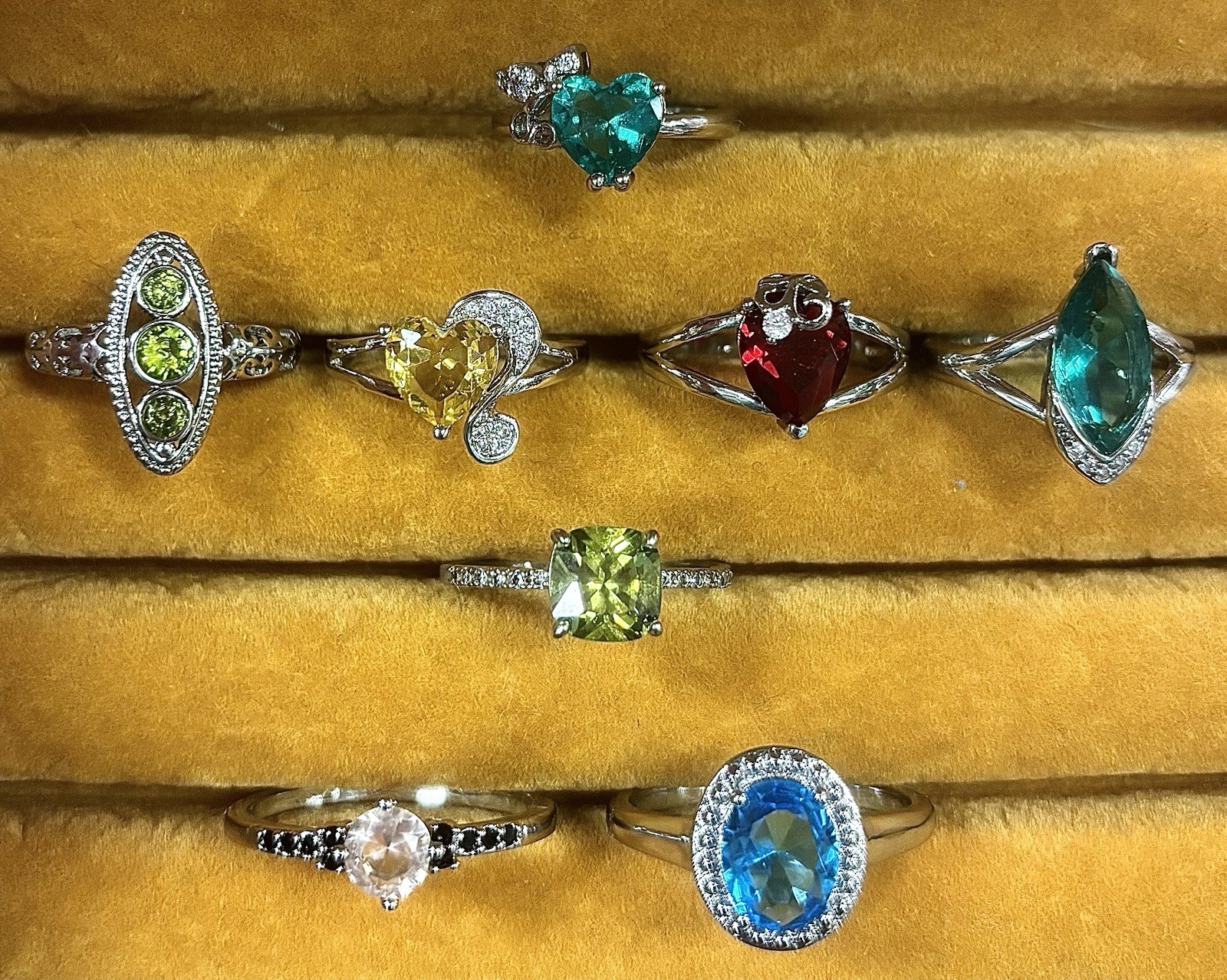 8 Rhodium Plated Rings Sizes 5–12 Colorful Gemstone Boutique Tarnish Resistant