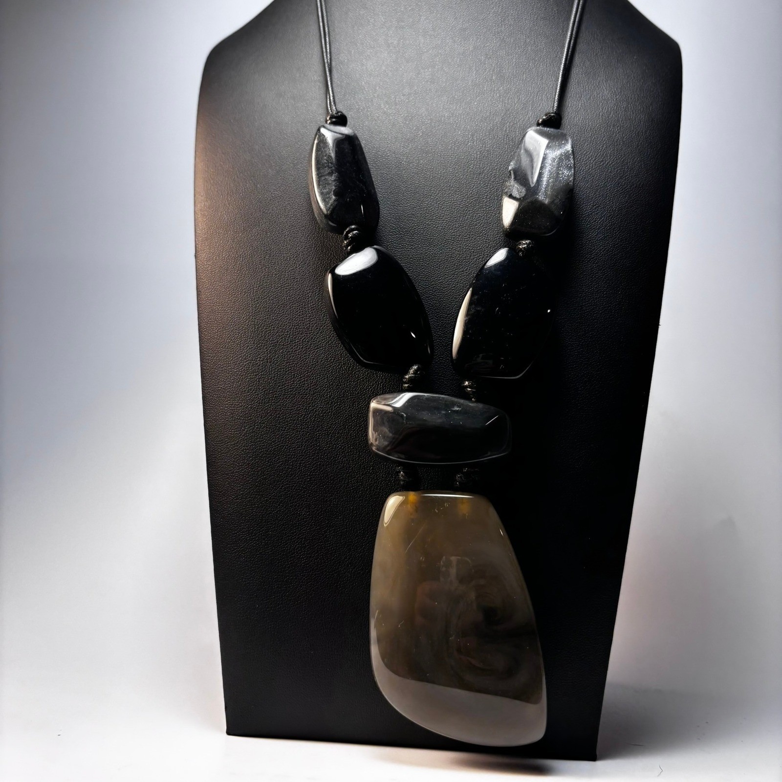 Enormous Acrylic Necklace Art Piece Huge Stones Adjustable Cord