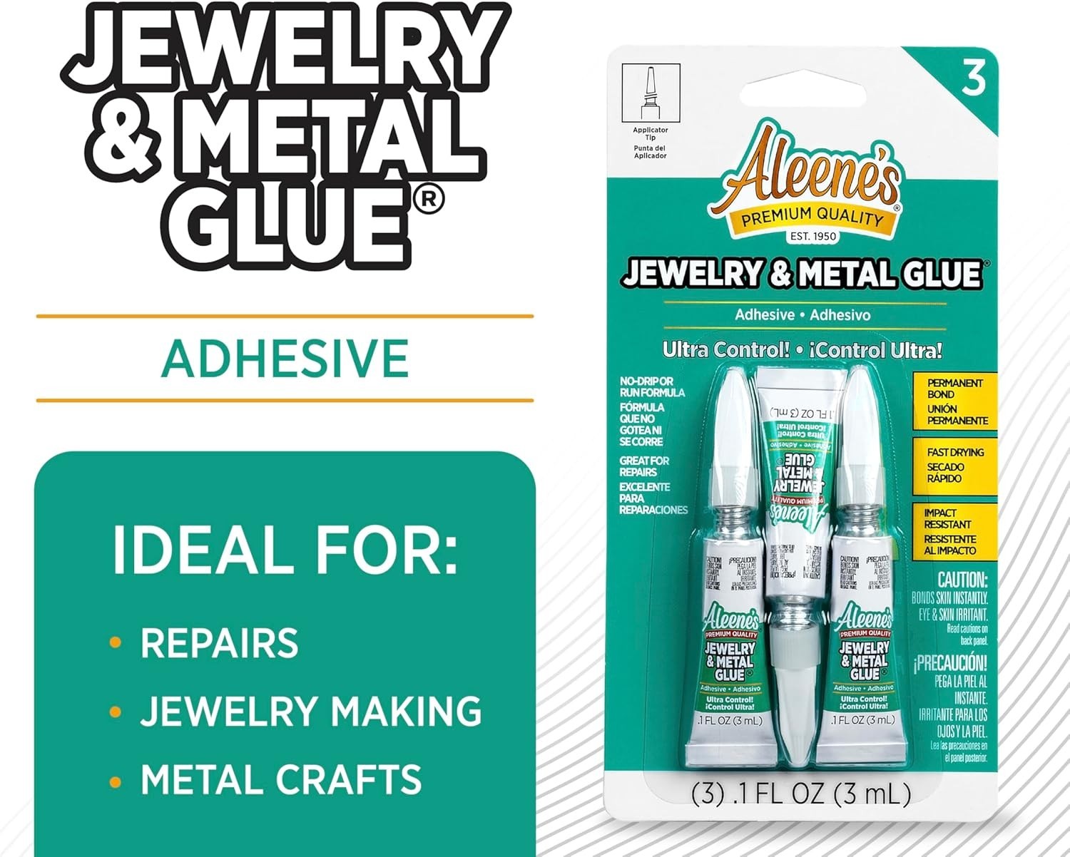 0.1oz Aleene’s Jewelry & Metal Glue – No-Run Formula, Ideal for Crafts & Repairs