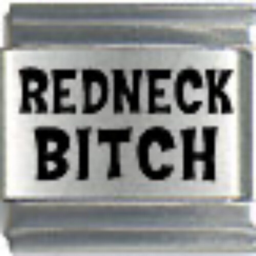 REDNECK BITCH ITALIAN CHARM BRACELET LINK 9MM STAINLESS STEEL