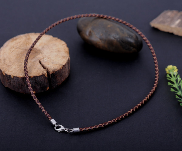 Silver 3mm Braided Genuine Leather Cord Necklace/Bracelet Steeling Lobster Clasp