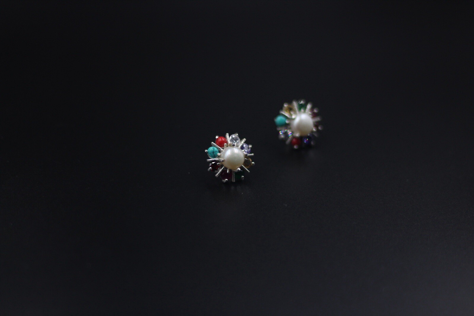 Stud Navratan Earring , Perfect gift for her , Cultural earring , free shipping