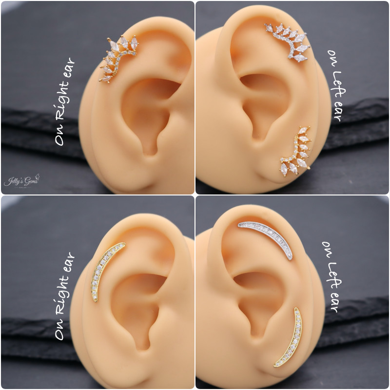Beautiful Crawler Gold Silver Cartilage Helix Lobe Tragus Conch Earring Gift UK