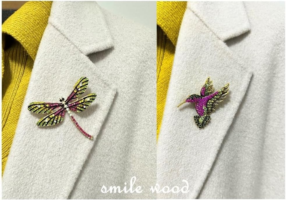 6 Pcs Women Brooches Bulk Set Rhinestone Colorful Animal Pin Crystal Vintage …