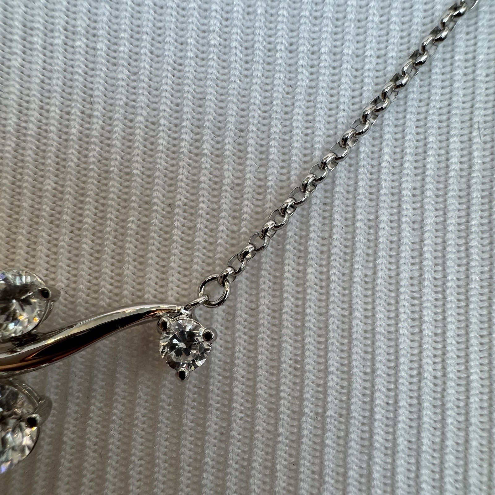 925 Sterling Silver CZ Branch Necklace 18” Graduated Three Stone Pendant China