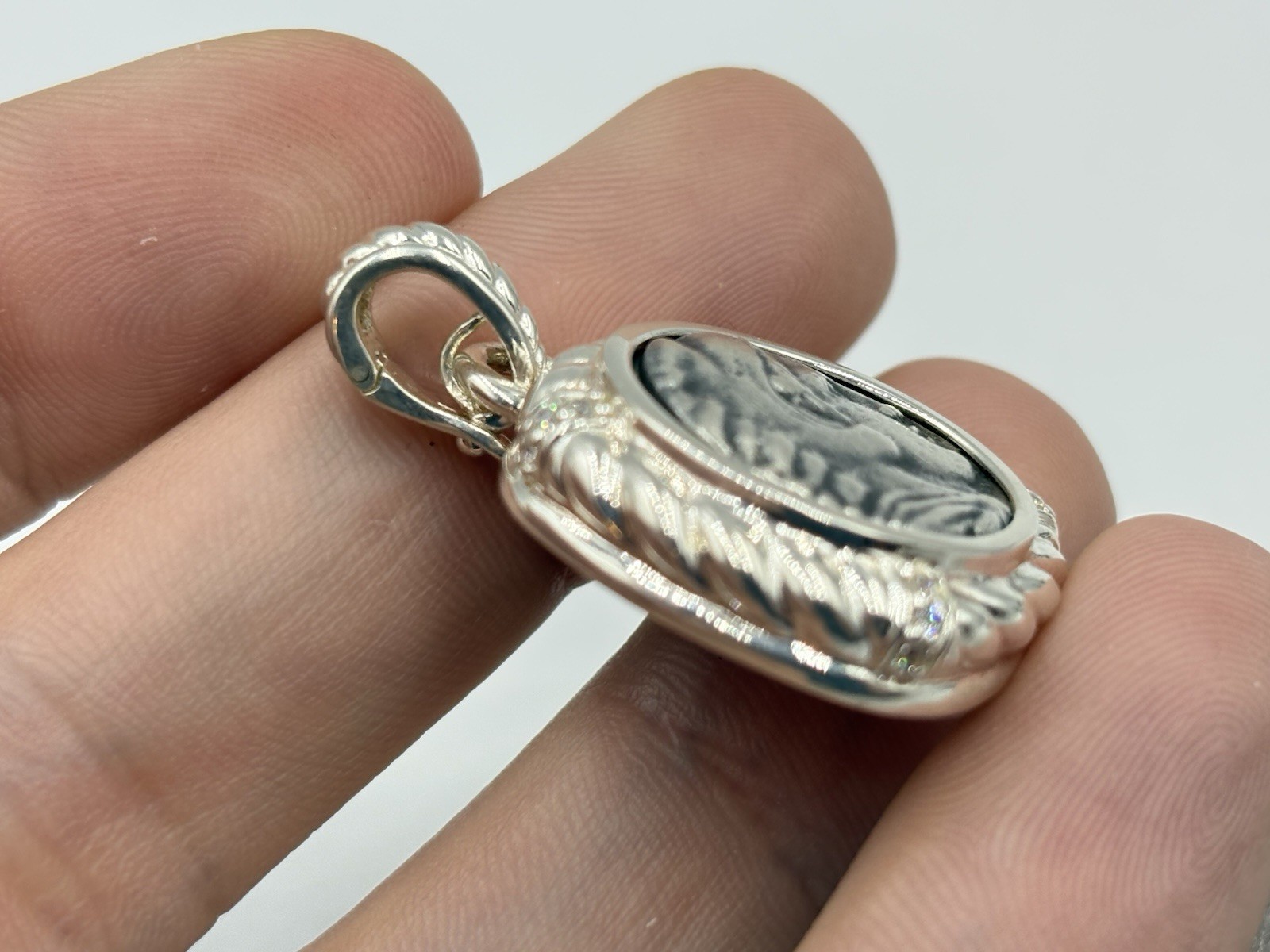 Judith Ripka Sterling Silver Roman Coin CZ Diamonique Pendant Enhancer