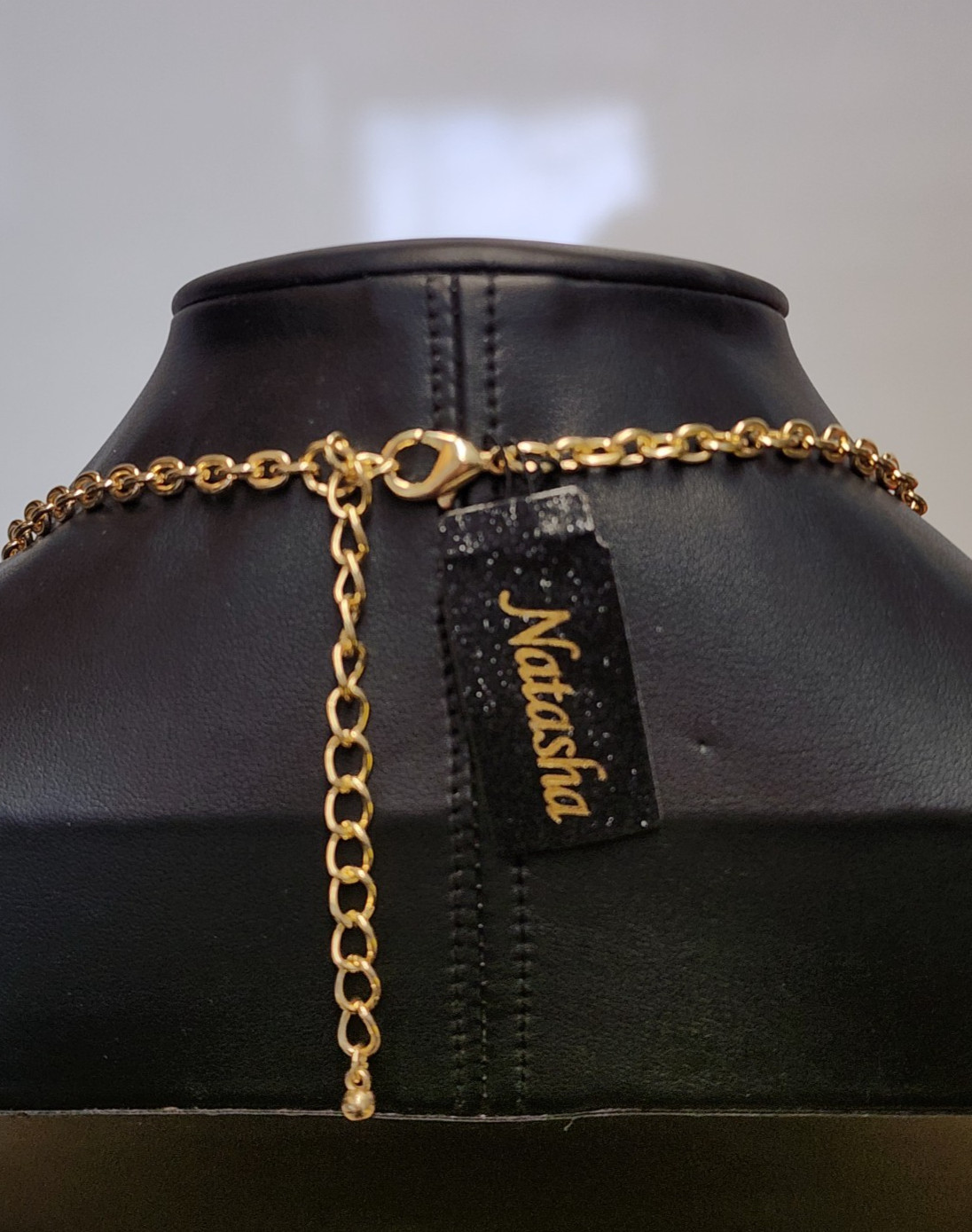 Natasha Gold Tone Crystal Bib Statement Necklace 16″+3″