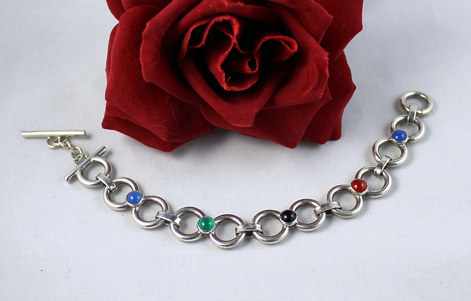Sterling Silver Colorful Toggle 30g Bracelet CAT RESCUE
