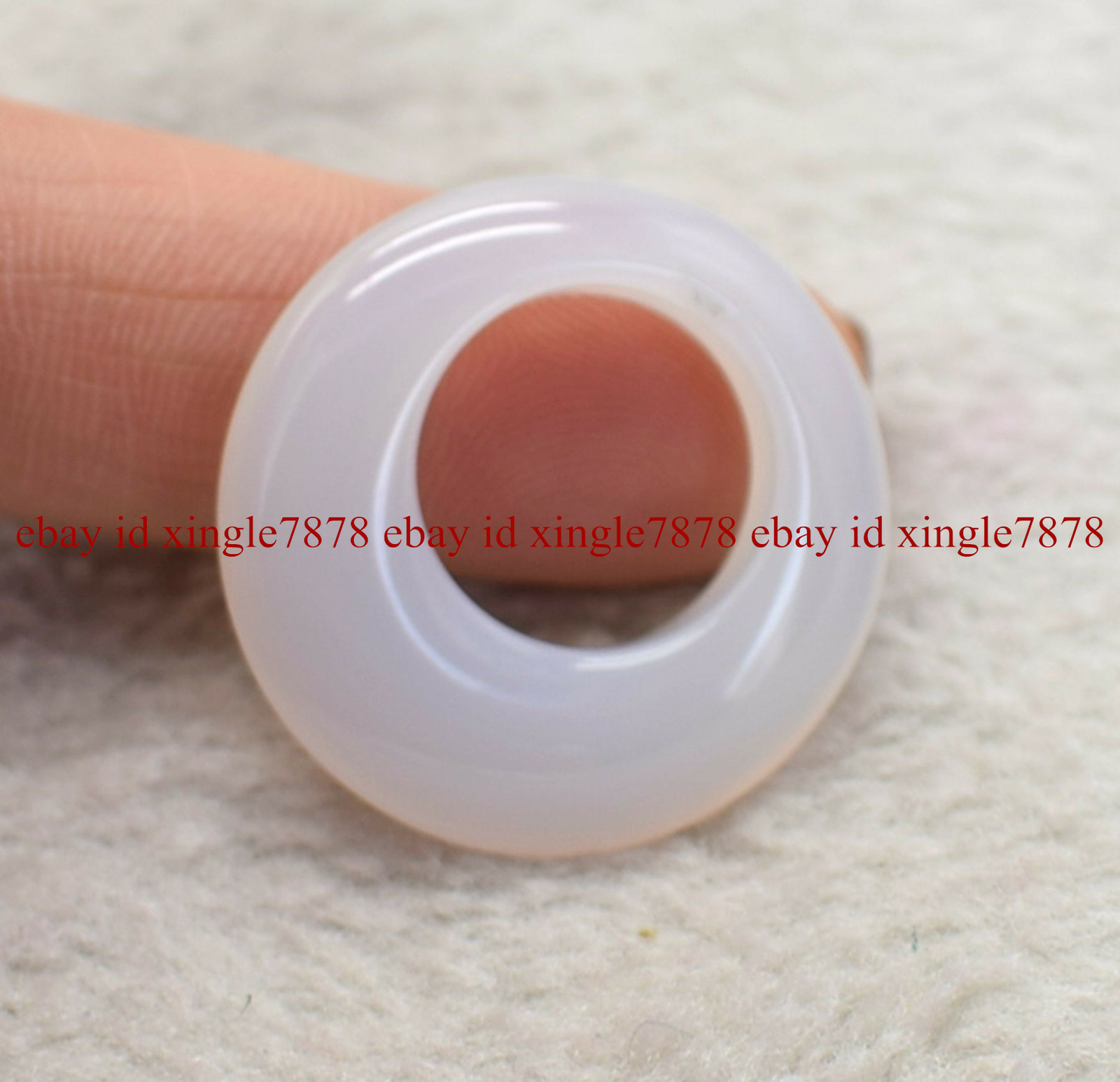 Natural 30mm White Sri Lanka Moonstone Circle Donut Pendant Lucky Amulet