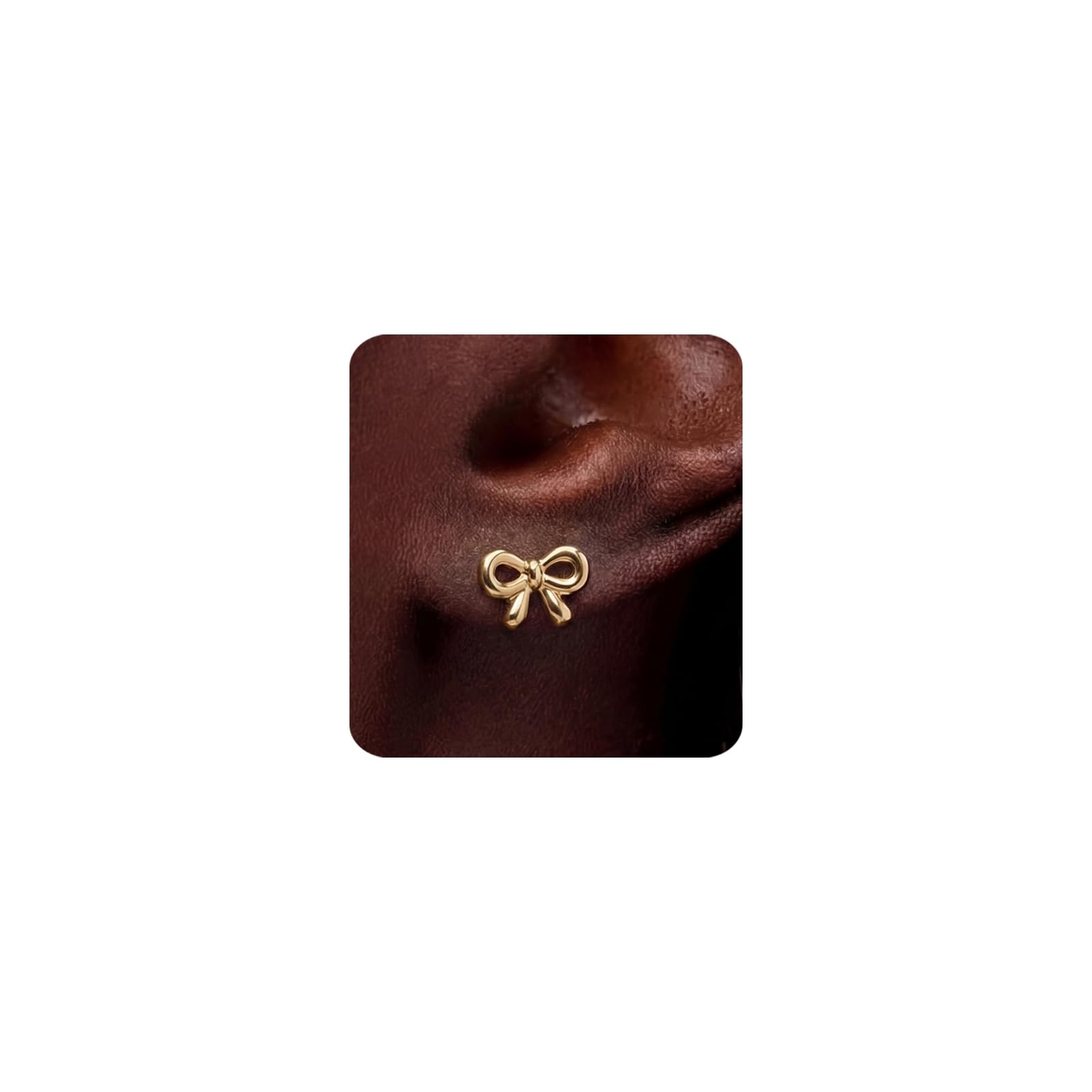 Earrings 14K Gold Plated Stud Small Bow Dainty Minimalist Gold