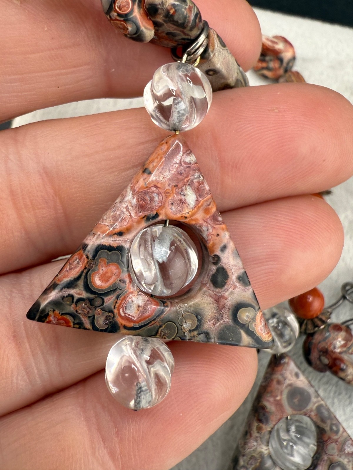 Vintage Jasper Necklace Polished Stone Chunky 20”