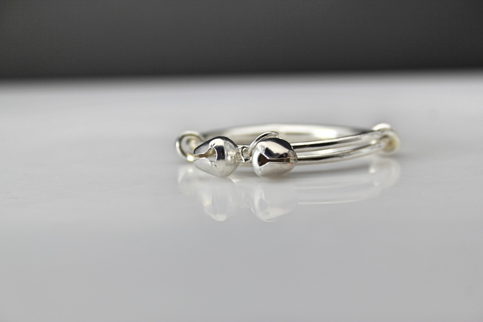 Two Bell Sterling 925 Baby Adjustable Size Bangle Bracelet 8.8 Grams (BR5508)