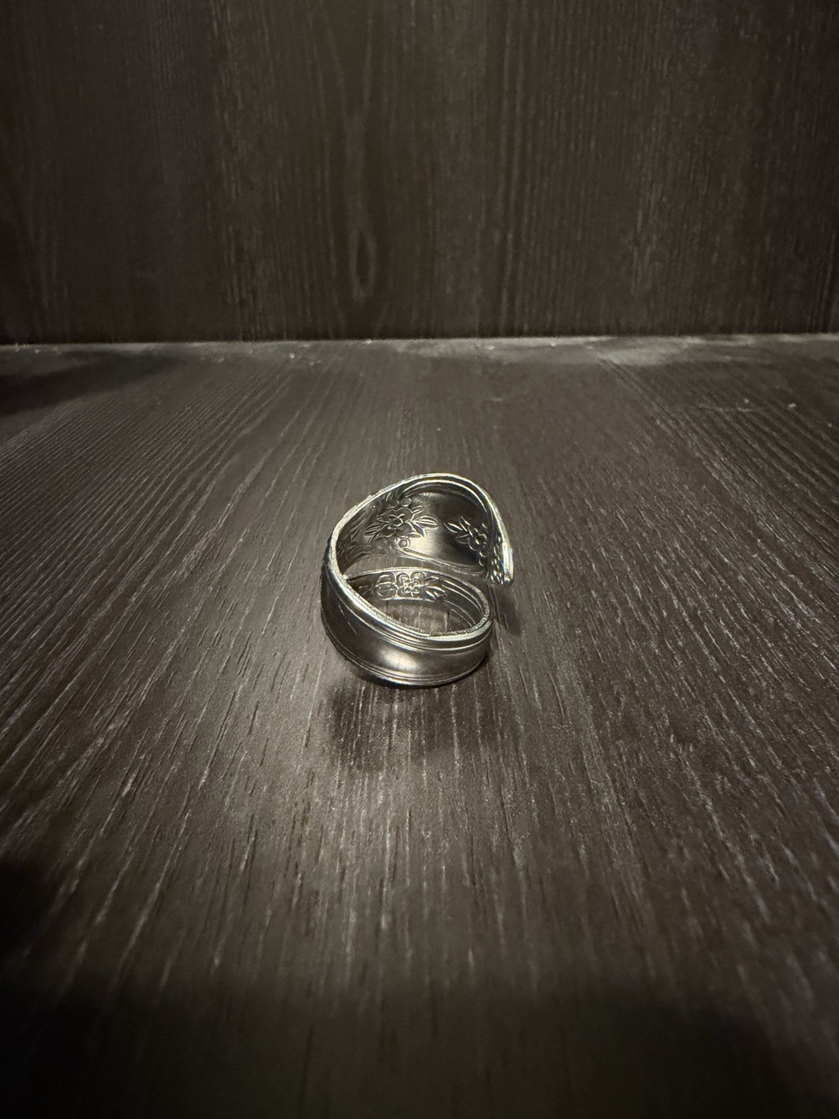 Handmade Floral Spoon Ring Size 9-9.5