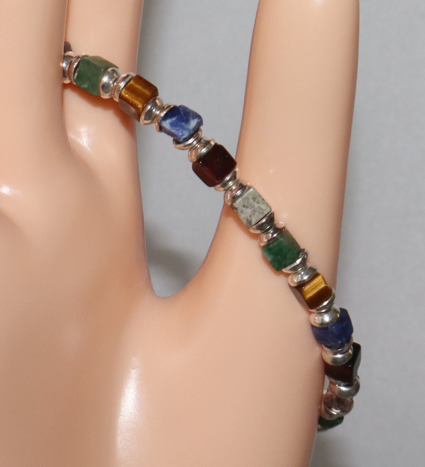 Silpada Silver Multi Stone Cube Bead Toggle Clasp Bracelet B0817 – damaged
