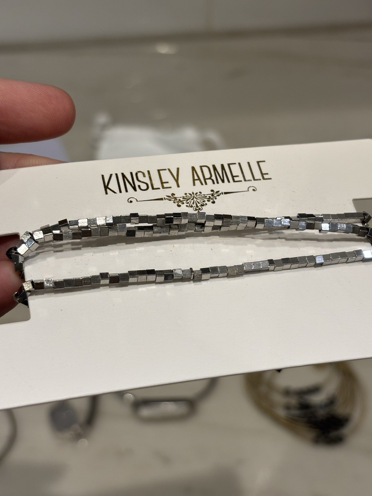LOT (8) Kinsley Armelle Quartz Crystal Collection Bracelet Bangle Silver Tone