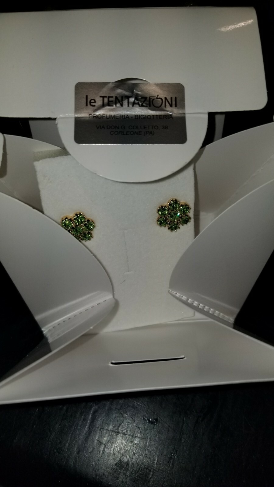 New Joelle Bijoux Designer Earings Imported from Italy (Green Stone)
