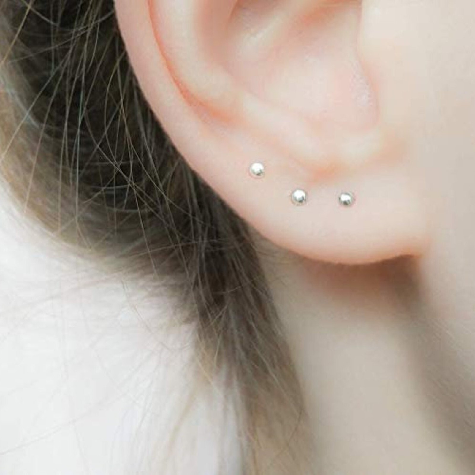 Tiny Dot Stud Earrings 2mm Circle Disc Studs in Sterling Silver PAIR Super Small
